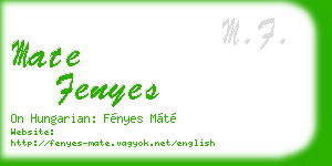 mate fenyes business card
