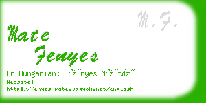 mate fenyes business card